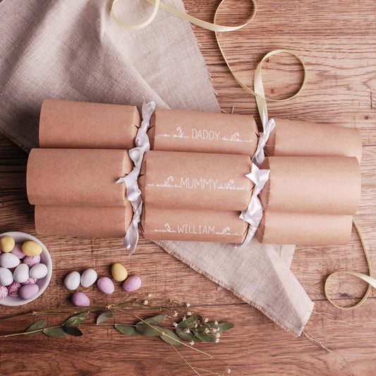 Personalised Kraft Easter Crackers and Place Settings, Cracker Kit.