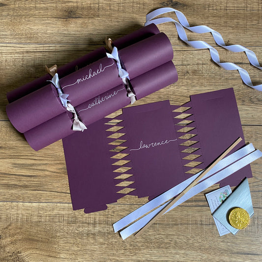 Personalised Handwritten Purple Christmas Cracker Kit